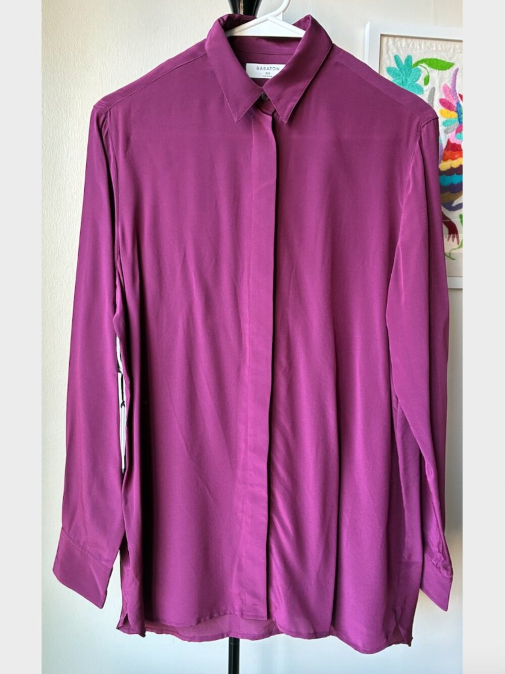 Aritzia Babaton NWT Academy Silk Blouse in Grapevine (Purple) - Size XXS